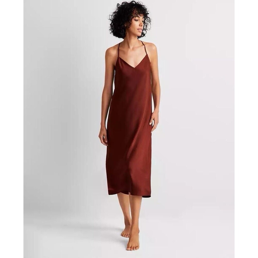 State of Day Sleeveless Crepe De Chine Nightgown Women's SIZE L